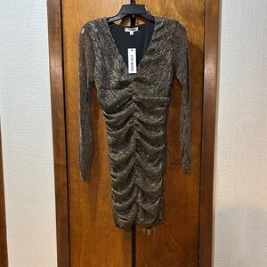 Steve Madden Shimmering Gold Long Sleeve Dress